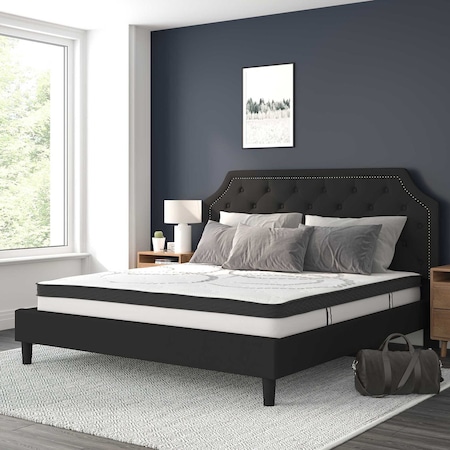 Flash Furniture King Size Black Fabric Platform Bed with Mattress SL-BM10-8-GG